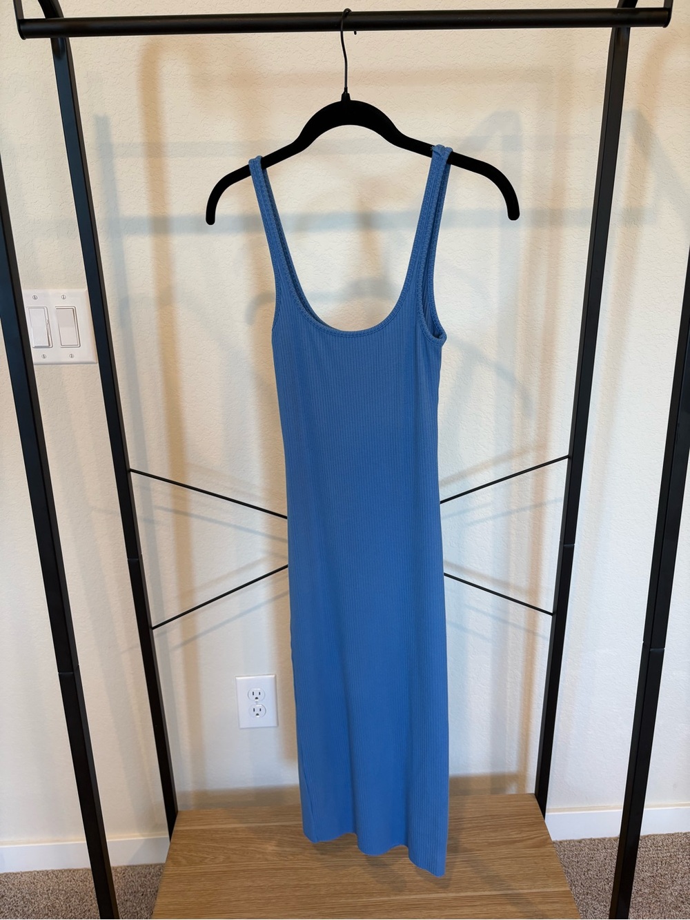 WSLY Blue Ribbed Tank Midi Dress
